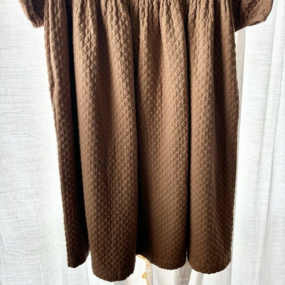 Hansel From Basel Sonja Quilted Dress (Size 1 or S) Camel Midi Modest Oversized - Picture 9 of 13